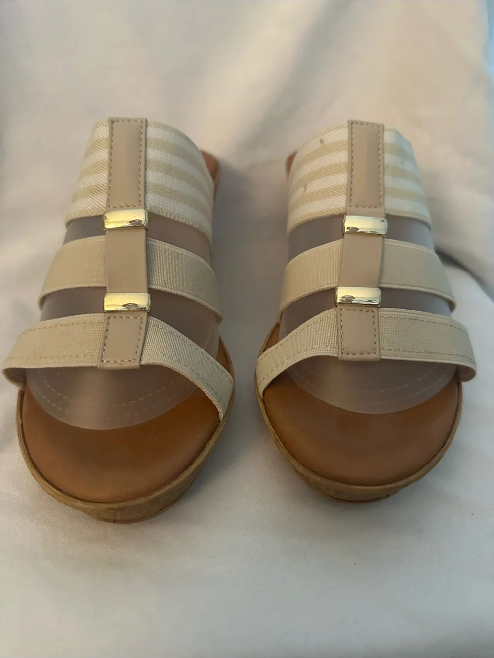 Italian Shoemakers Italy Wedge Slide Sandals Women's Size 8 Beige Elastic